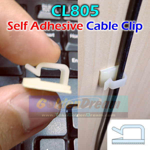 

Cl805 Cable Clip Wire Mount Clamp Tie Ikat Kabel + Self Adhesive Klem