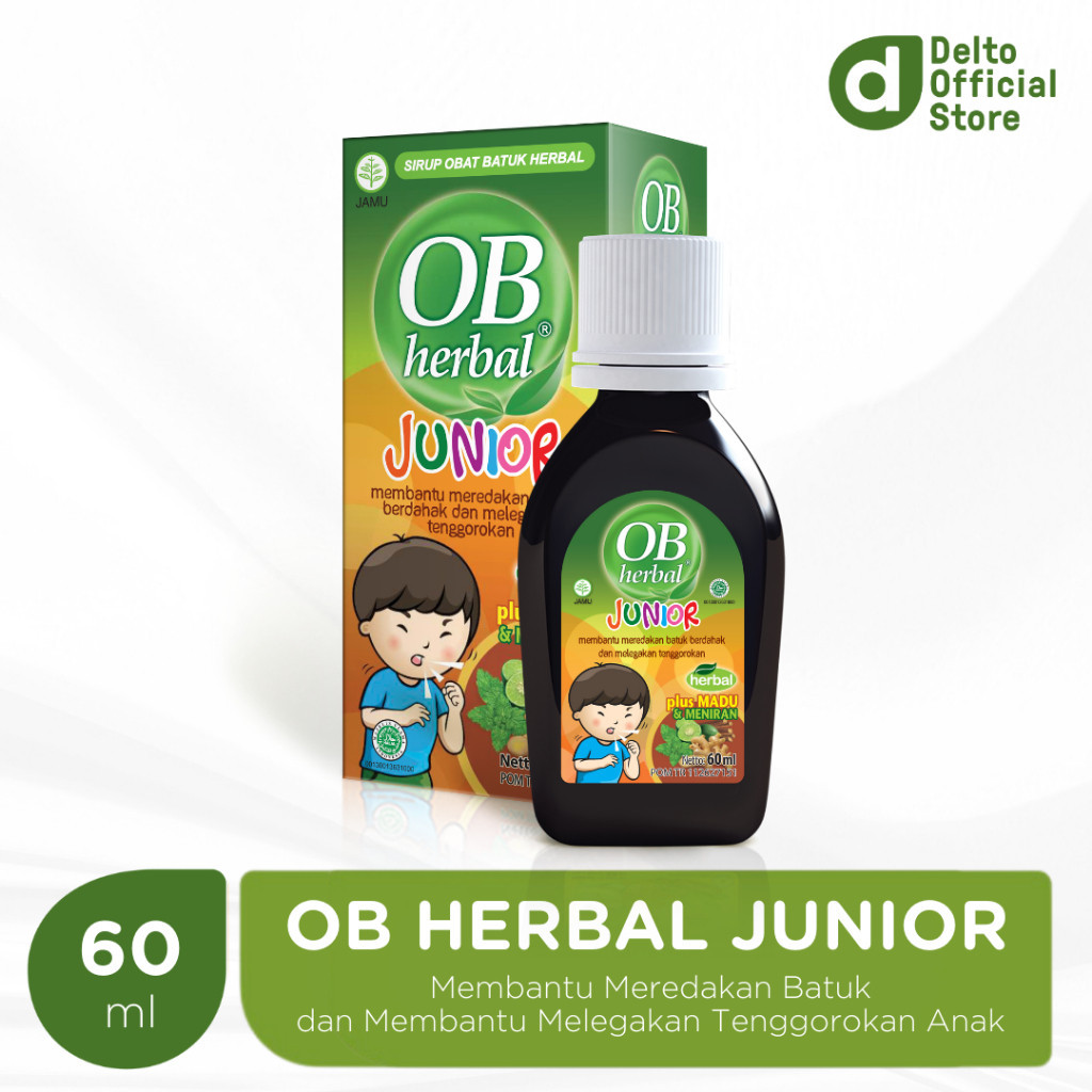 OB Herbal Junior 60 ml Sirup Anak Plus Madu Meniran - Obat Batuk Herbal Anak Meredakan Batuk Berdaha