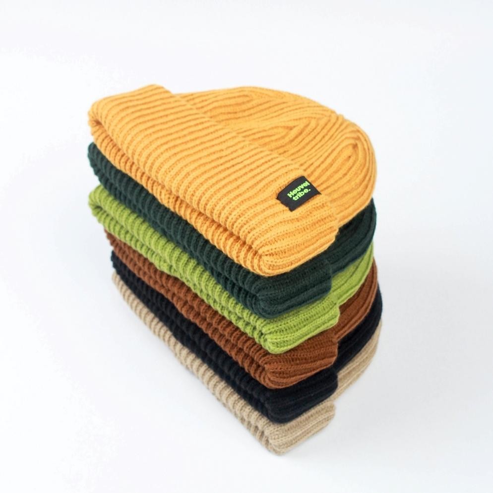 Heuvel Tribe Beanie Topi Kupluk Pria Bnh Series Rey | Black | Marron | Army | Cream | Yellow | Brown