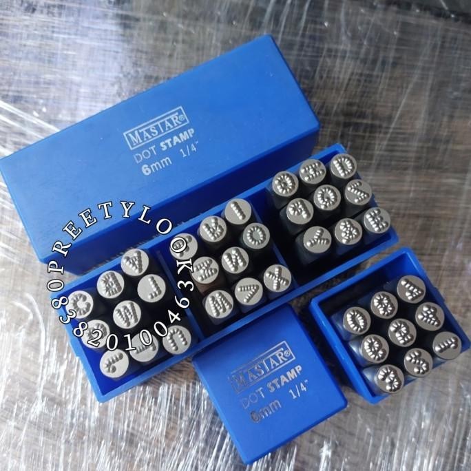 

Ready (Siap Kirim) Mastar Dot Stamp 6 Mm 1/4" Huruf Angka Set Ketok Titik Bintik