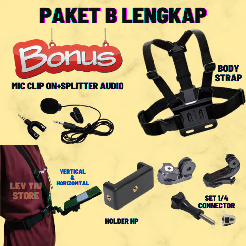 Chest Strap Mounting Hp Body Strap Action Kamera Tali Dada Head Strap