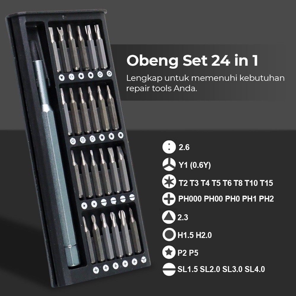 Obeng Set 24 Premium Baut Obeng HP Obeng Laptop Obeng 24 In 1 Obeng Reparasi Handphone Laptop