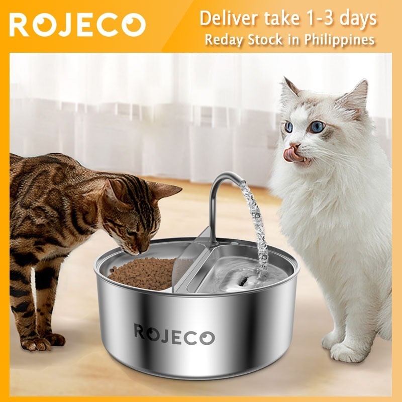 

Rojeco 3.2L Air Mancur & Pengumpan Kucing Otomatis 2 In 1 Dispenser Hewan Peliharaan Mangkuk Ganda Baja Tahan Karat