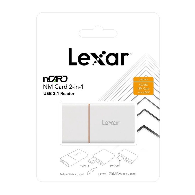 Lexar nCARD NM Kartu Memori Nano Pembaca Kartu USB 3.1 2-in-1, LRW350U