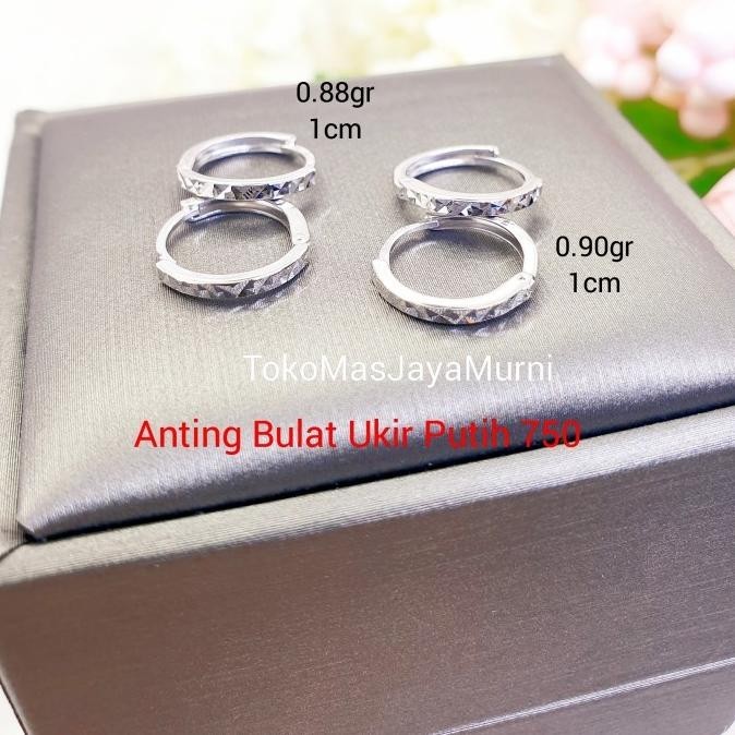 TERBARU ANTING EMAS BULAT UKIRAN SIMPLE PUTIH 750 17K 