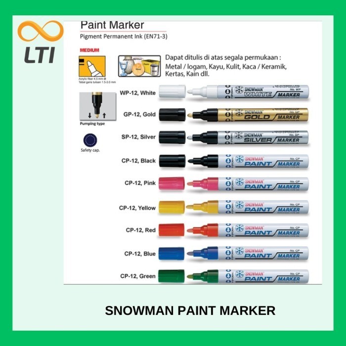 

Sarila Spidol Snowman Permanen Paint Marker Cp - 12 / Lusin