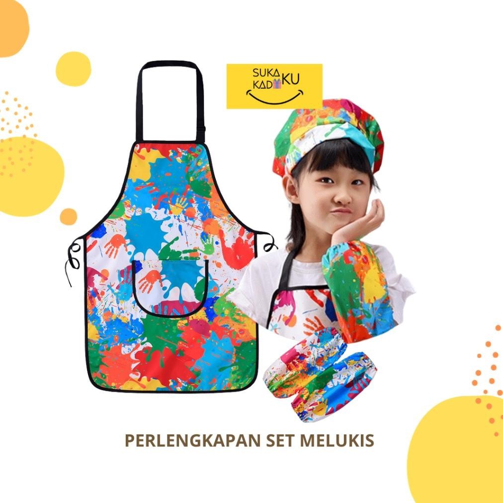 

Bas-12 Art Apron / Celemek Anak Import Anti Air / Waterproof Melukis Painting Set BisaCod