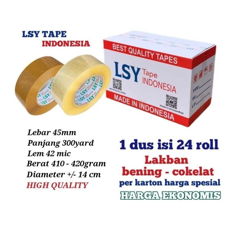 

lakban bening - cokelat termurah LSY TAPE 1 dus isi 24 roll 300yard CHO