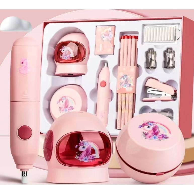 

Electric Stationery Set / Set Alat Tulis Elektrik Fortable Rautan Penghapus Vacuum Pensil 11 In 1
