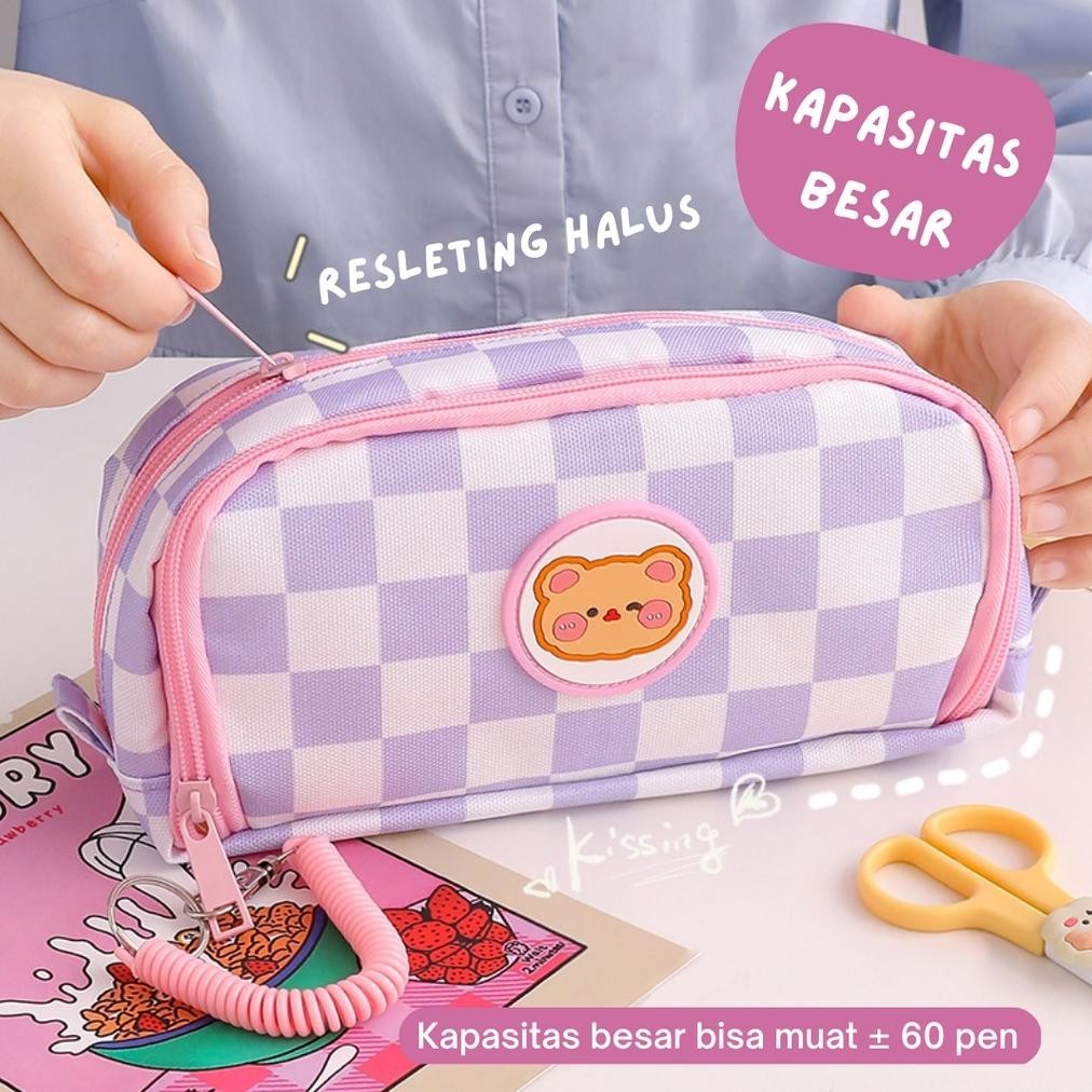 

Mismi Azumi Pencil Case Kotak Pensil Sekolah Kapasitas Besar Dual Slot Trendy Stylish - PC7A