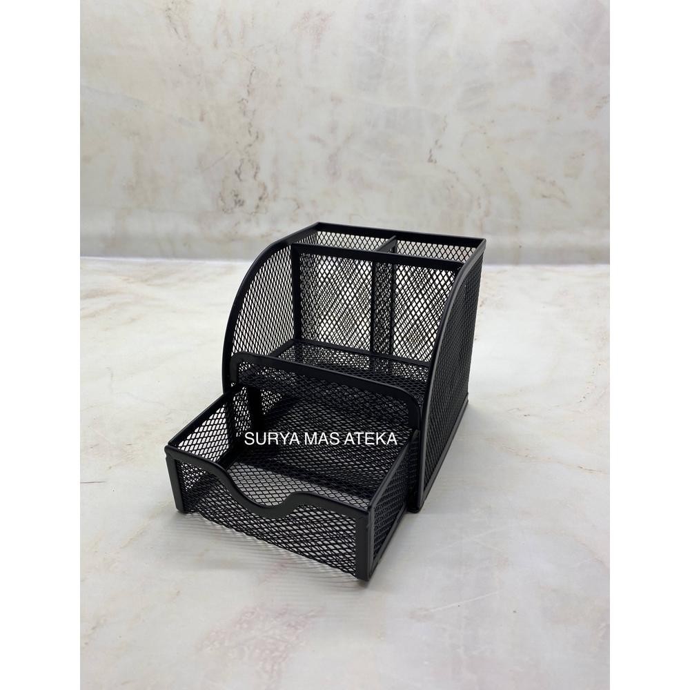 

As23 Desk Set/ Tempat Pensil Sekat Jaring Hitam With Drawer [Cs220] Viral