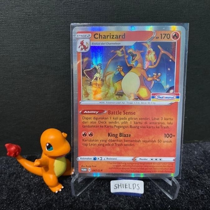 POKEMON TCG INDONESIA - (MINUS) CHARIZARD HOLO FOIL INDOMARET READY STOCK