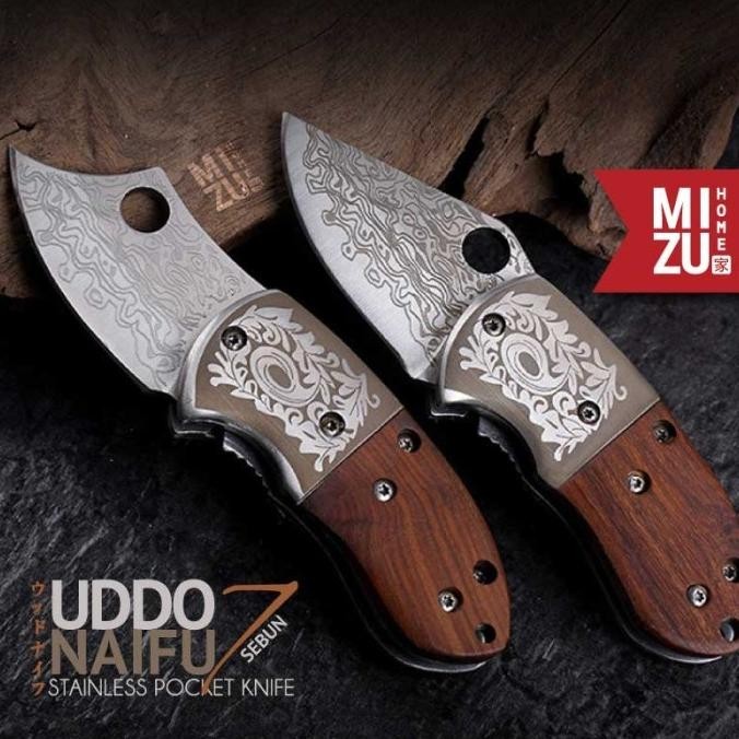 Mizu Uddonaifu-Sebun Stainless Pocket Knife Pisau Saku Lipat Browning