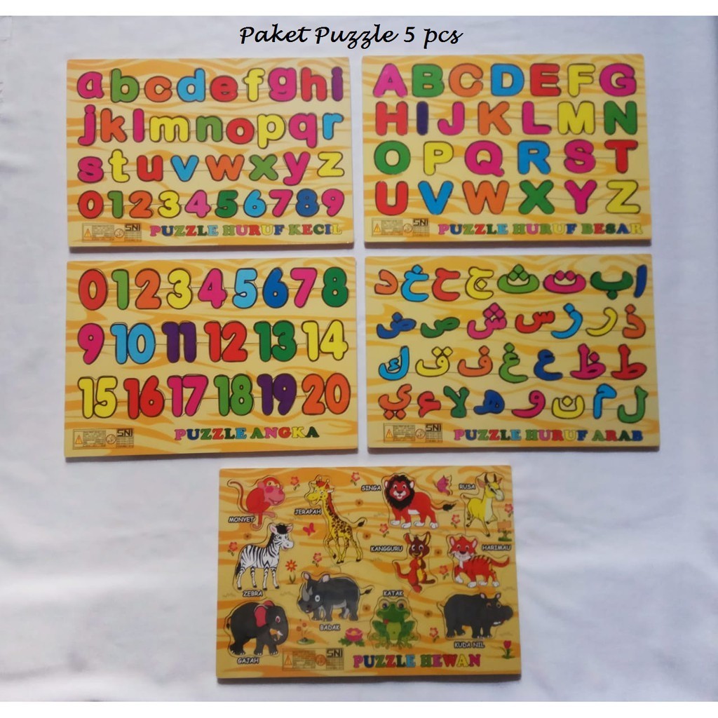 Puzzle Kayu Hampers Mainan Edukasi Anak Abjad Alphabet Huruf Angka Hijaiyah Mainan Anak Pazel Puzel