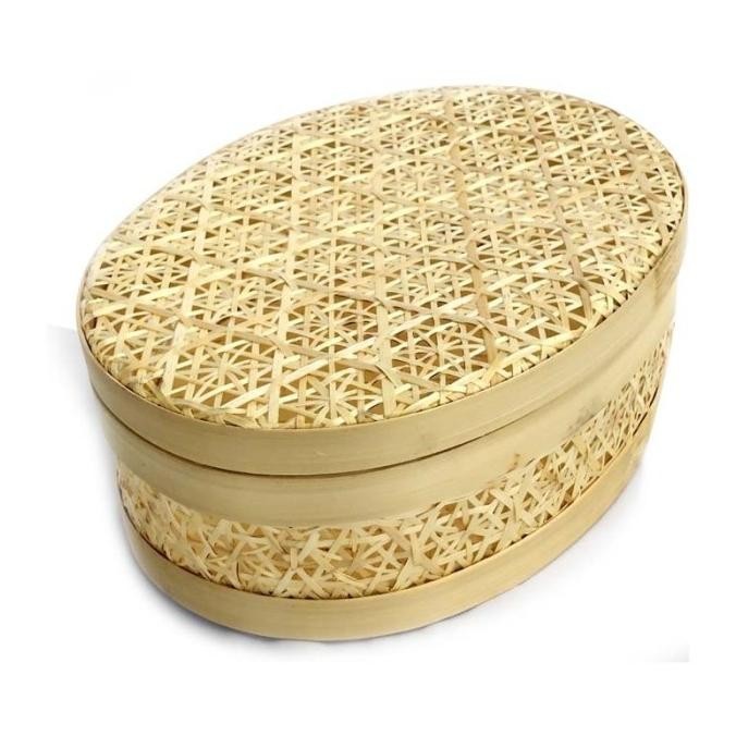 HAMPERS KOTAK KERANJANG BAMBU TAS PARCEL LEBARAN OVAL