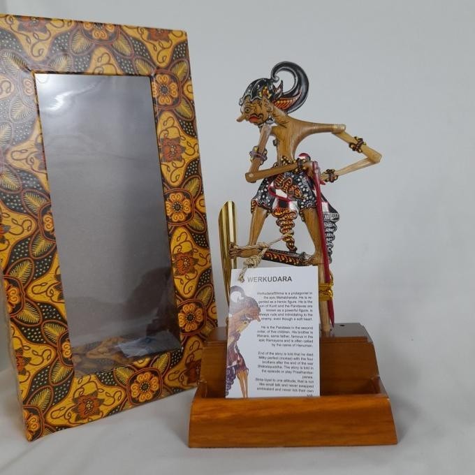 

souvenir tempat pulpen kartu nama Wayang klitik kayu Puntadewa