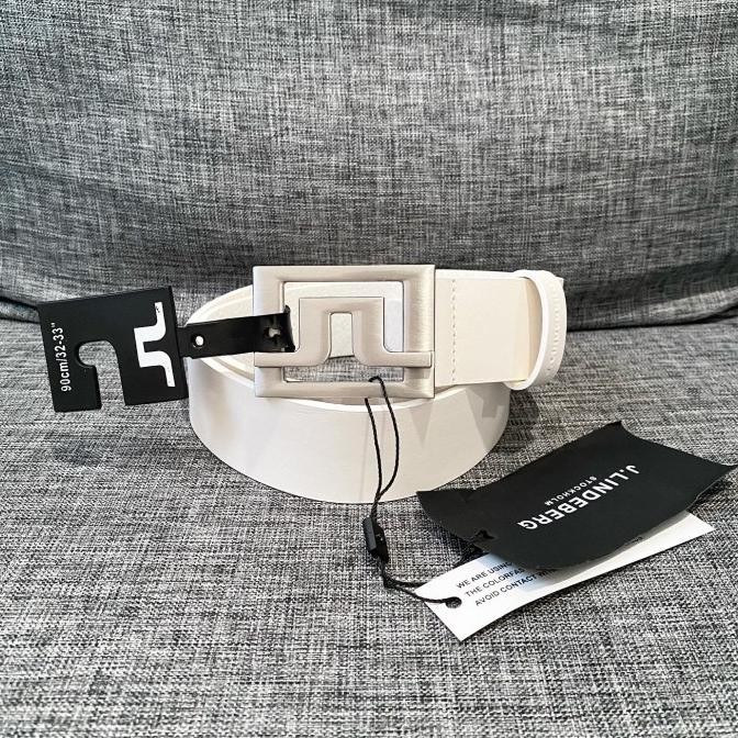 J.Lindeberg Golf Slater Leather Belt White