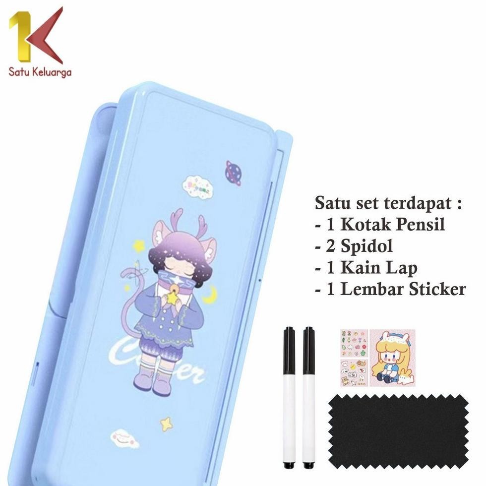 

Satu Keluarga Tempat Pensil 2IN1 Multifungsi A73 Kotak Pensil Lipat dengan Tatakan Buku dan Papan Tulis Praktis / Pencil Case Book HolderAnakSekolah