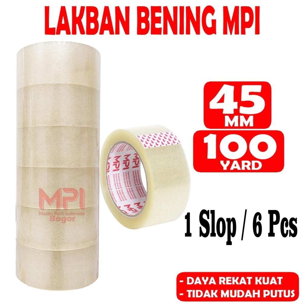

6 PCS - Lakban Bening MPI 45 MM x 100 YARD Bc / Lakban Untuk Packing - Master Pack Indonesia Bogor