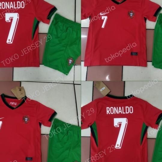 Jersey Baju Bola Anak Kids Portugal Home 2024 + Nameset I