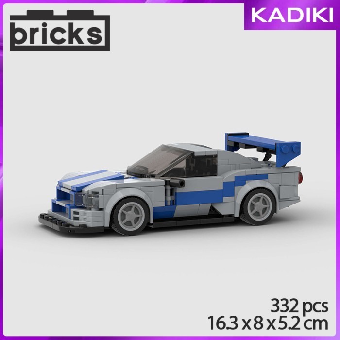 Ane Brick Car Nissan Skyline Gt-R R34 Paul Walker Diecast Mobil Pajangan