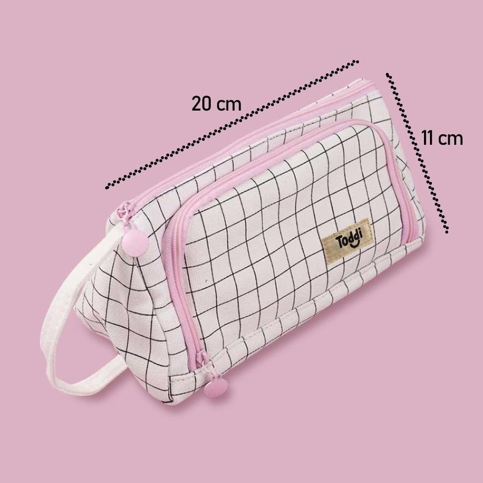 

sr-32 AK Tempat Pensil Large Capacity Pouch Stationery Motif Kotak - PB01 - White Premium