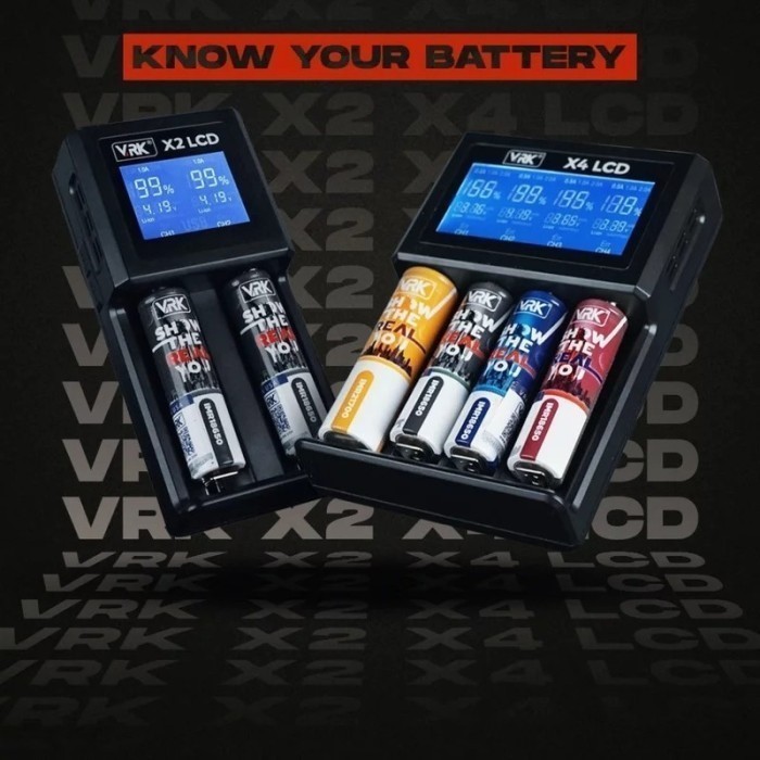 Vrk X4 Lcd - Vrk Lcd Battery Charger 4 Slot Casan Baterai 4 Slot