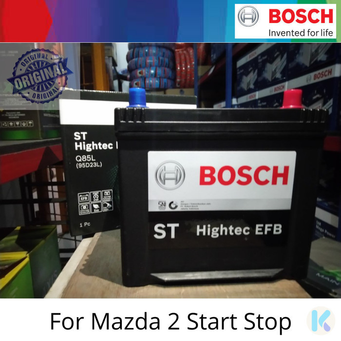 New Asli Aki Accu Kering Mf Mazda 2 Skyactive (I-Stop) Bosch 95D23L / Q85L Code Zd134