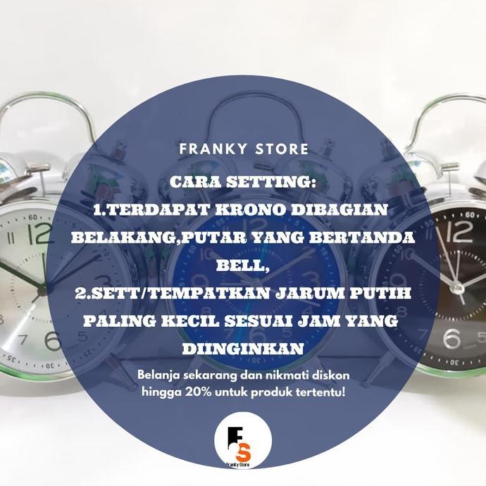 

Jam weker beker alarm kring meja mewah body chrome ukuran besar GM