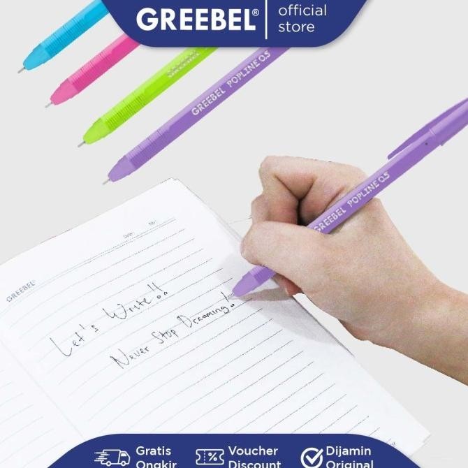 

GREEBEL PULPEN POPLINE 0.5 BLACK (12 PCS/SET)/Ballpen/Ballpoin/Pena