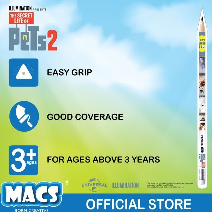 

FUN BUNDLE Macs 2B Pensil segitiga hitam Pets dan Magic Glue Stick