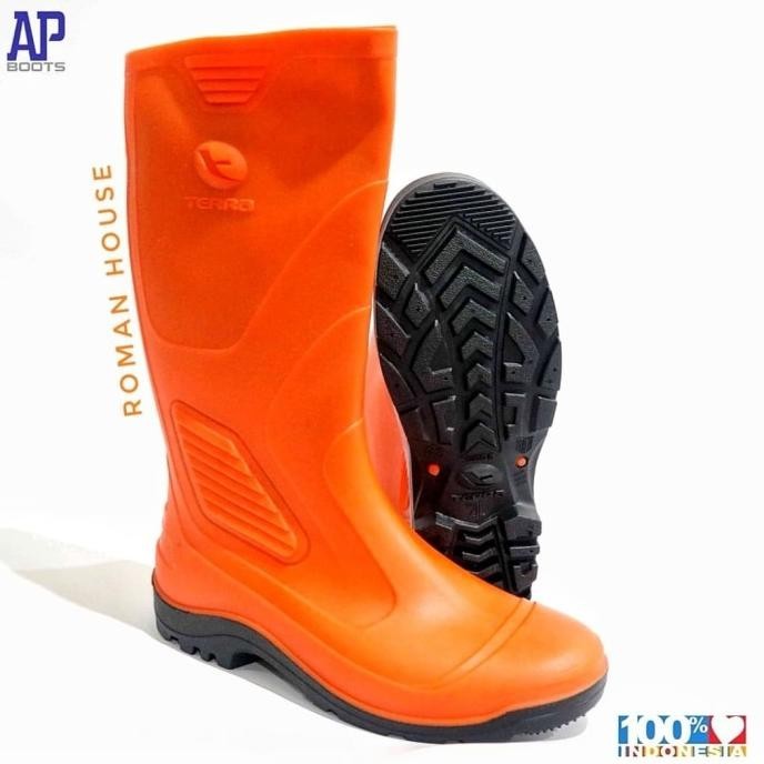 TERBARU - Ap Terra Eco 3 Orange Sepatu Boot Safety Karet Sepatu Boots Air 39-43