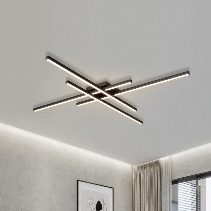 Lampu Plafon Minimalis Led Chandelier 4 Strip 3 Color Remote 120Cm Lampu