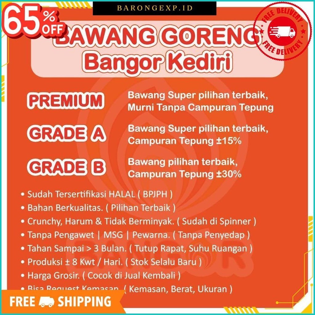

Merah-A [ 500 Gr ] Bawang Merah Goreng / Brambang Goreng, Grade A, Refill Termurah Banget