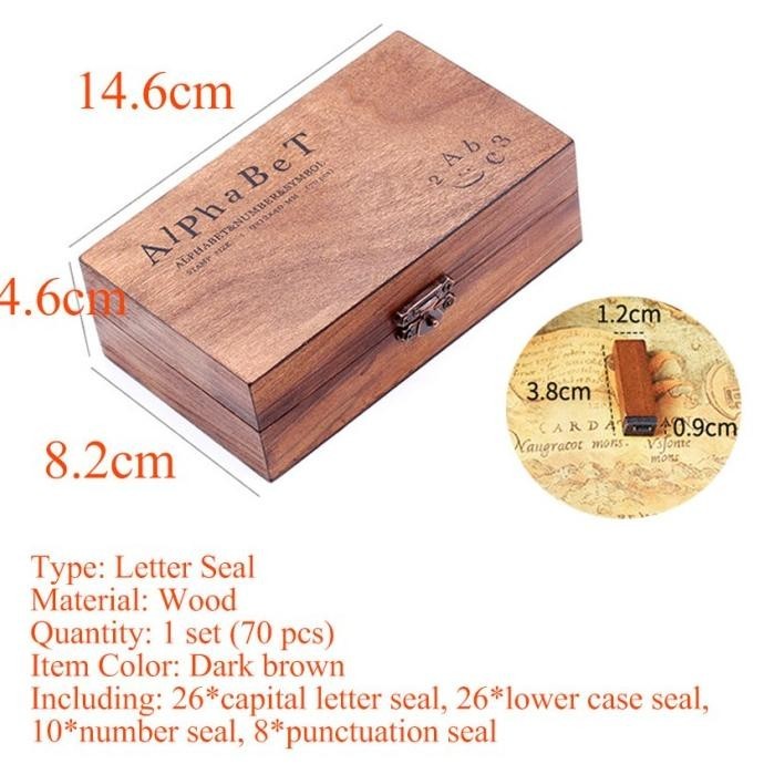 

Premium 70Pcs Stempel Huruf Kombinasi Alfabet Kayu dengan Kotak Penyimpanan High Quality