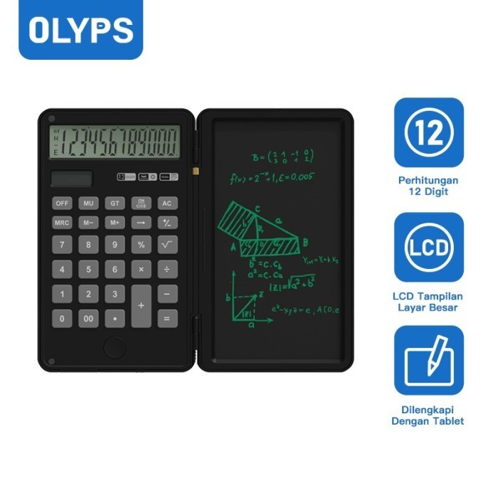 

Ready Foldable Scientific Calculator 12-Digit With Erasable LCD Writing Pad