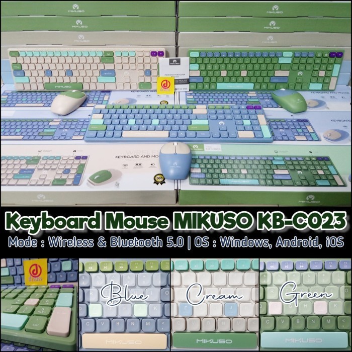 Mikuso Kb-C023 Keyboard Mouse Wireless Bluetooth Mikuso C023 Dual Mode