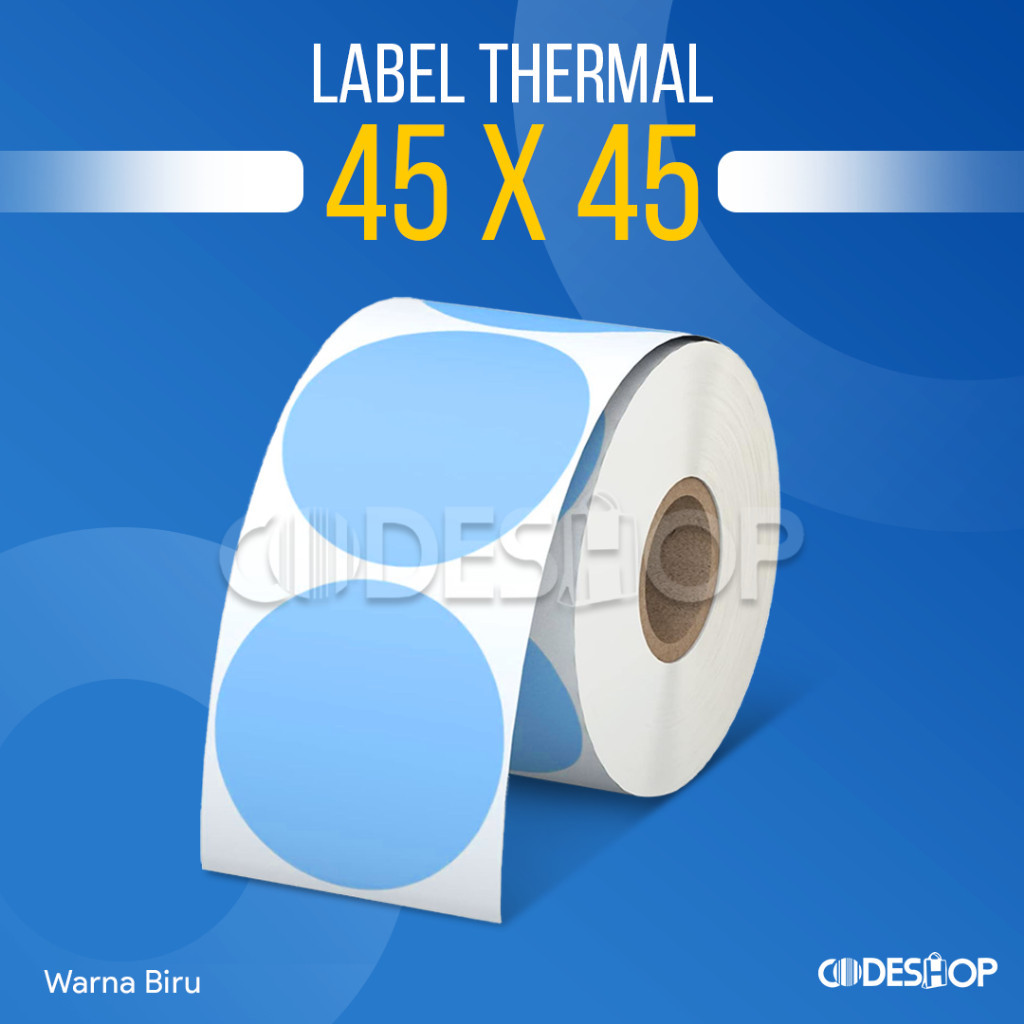 

Label Thermal Bulat 45 x 45 Stiker 45x45 mm Warna Biru isi 200 Pcs