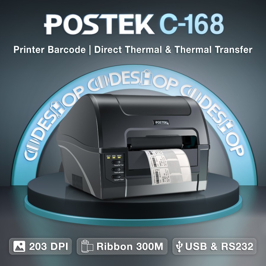 Printer Barcode Postek C168 Cetak Label Barcode Semicoated