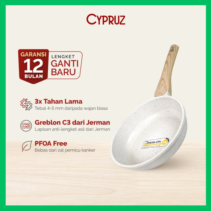 Cypruz Granite Diecast Fry Pan Wok Pan Sauce Pan Wajan Anti Lengket