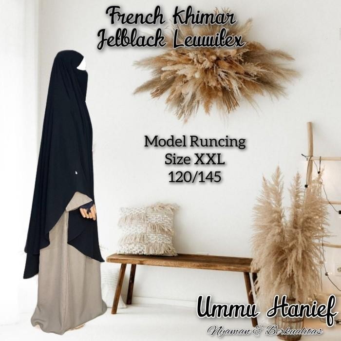 French Khimar Bahan Jetblack Leuwitex Dan Wolfis Grade A