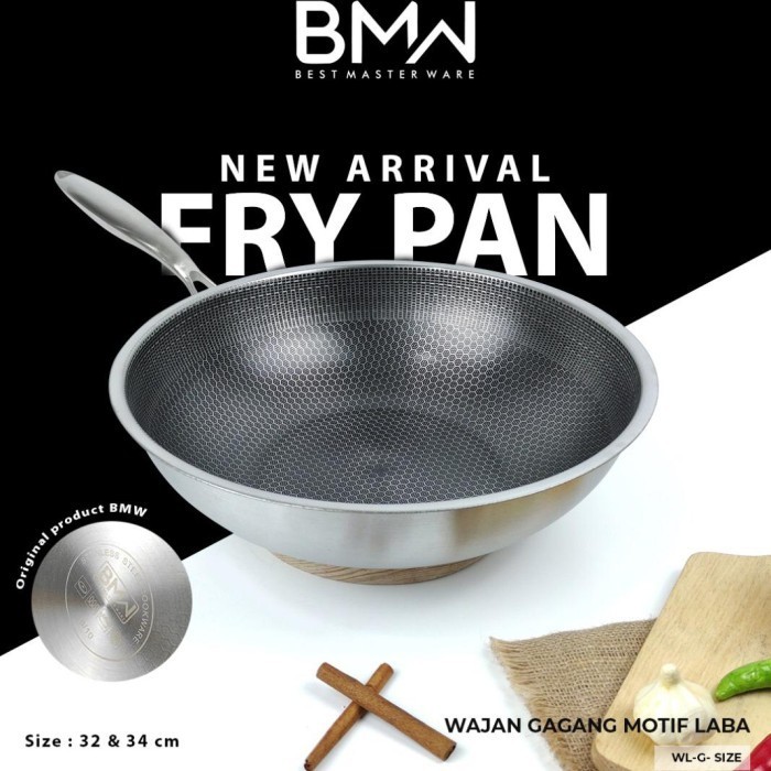 Wajan Bmw Frypan Marble Frypan Motif Laba 32Cm 34Cm Anti Lengke