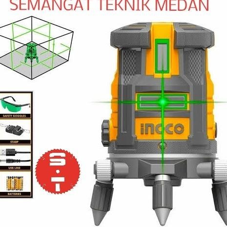 HARGA DISC - HLL305205 METERAN 5 GARIS LINE LEVEL CROSS GREEN LASER 30 METER INGCO
