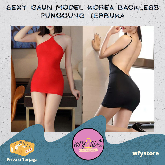 LIMITED EDITION Sexy Gaun Model Korea Backless Punggung Terbuka - Lingerie Wanita