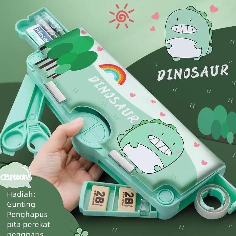 

rwe-45 TTempat pensil multifungsi kartun/empat pensil multifungsi dilengkapi rautan pensil, gunting, selotip, penghapus, penggaris Berkualitas