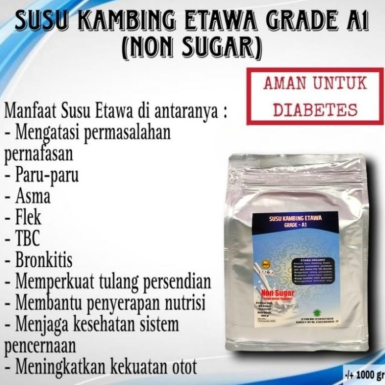 

Super Murah Susu Kambing Etawa Grade A Non Sugar 1Kg Aman Untuk Diabetes Murah