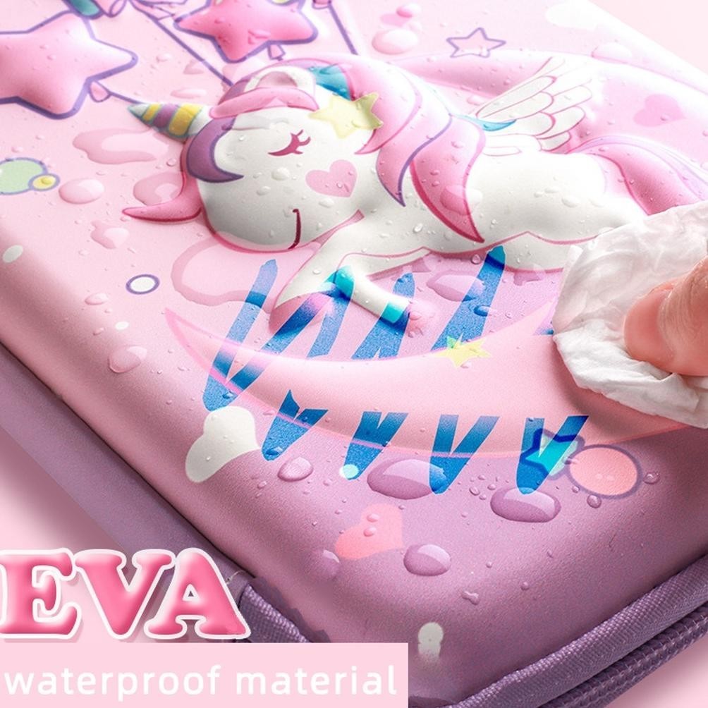 

gj-46 3D Large-Capacity Pencil bag Kawaii Pencil Case Unicorn EVA Waterproof Pencil Case With Lock Gift for Boys Girls School Stationery Supplies Hemat