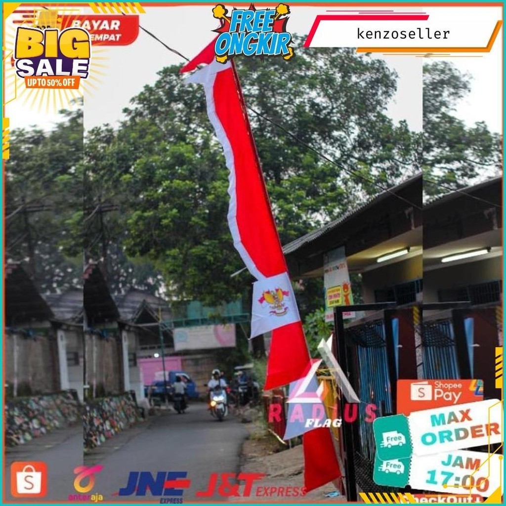 BENDERA UMBUL UMBUL KUDA LAUT MERAH PUTIH 2,7M ORIGINAL PRODUK