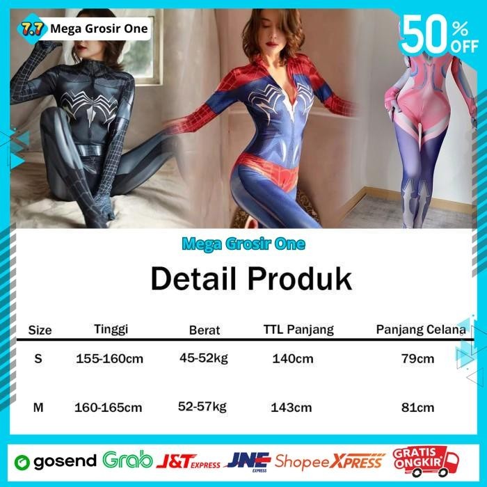 LINGERIE BAJU MALAM SEXY COSPLAY SPIDERMAN BODYSUIT KOSTUM WANITA DEWASA - HITAM M PRODUK PILIHAN