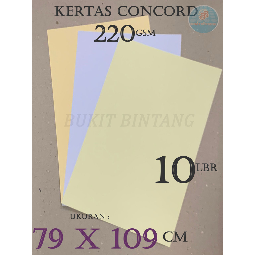 

Kertas Concord 220 Gsm Ukuran PLANO 79 x 109 Cm ( Warna Kuning , Warna Cream , Warn Putih , 10 Lembar